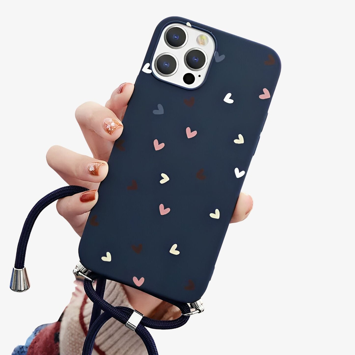 Coque Samsung imprimé coeur avec cordon bleu