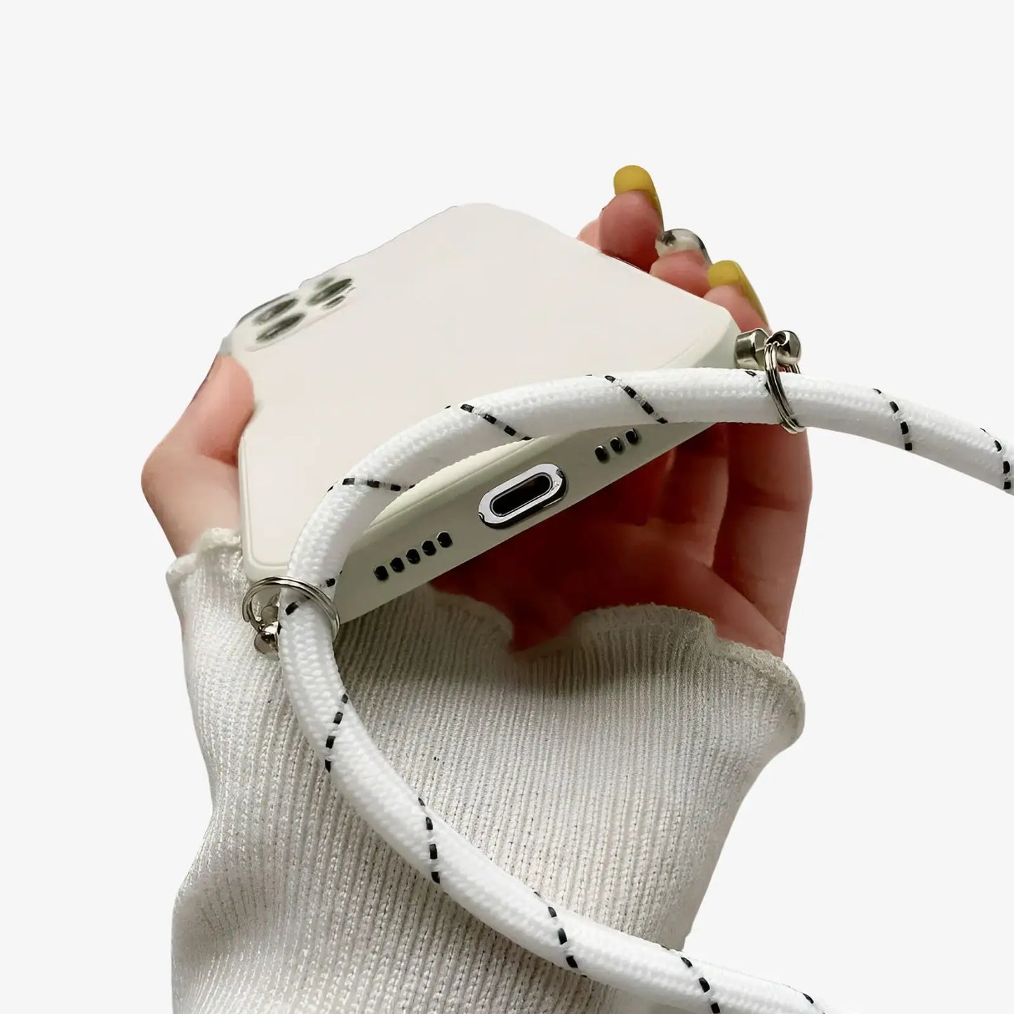Coque iPhone avec cordon blanc