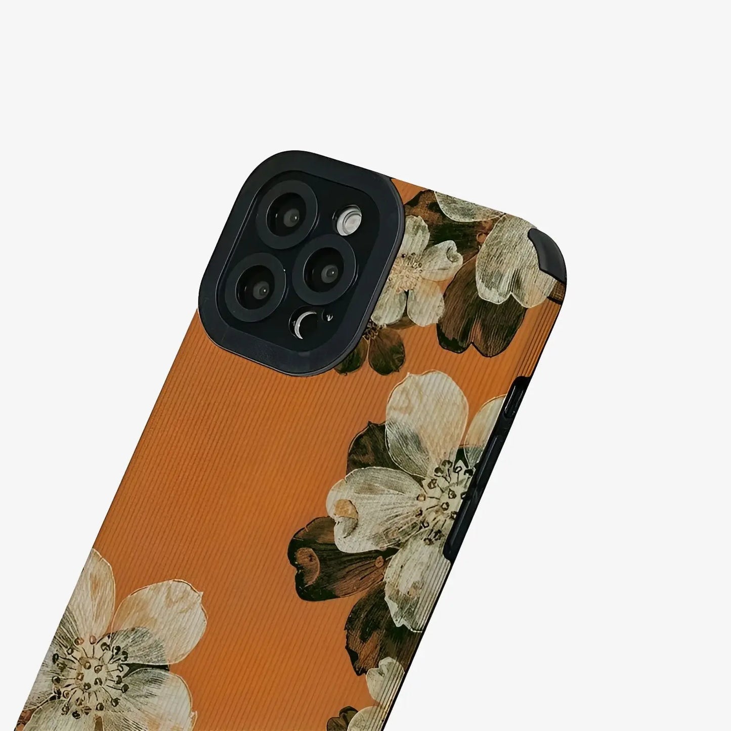 Coque iPhone orange avec fleur