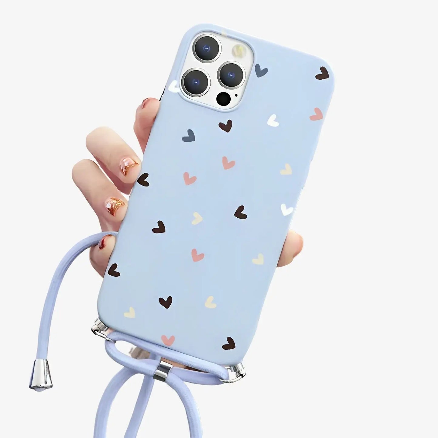 Coque Samsung imprimé coeur avec cordon lavande