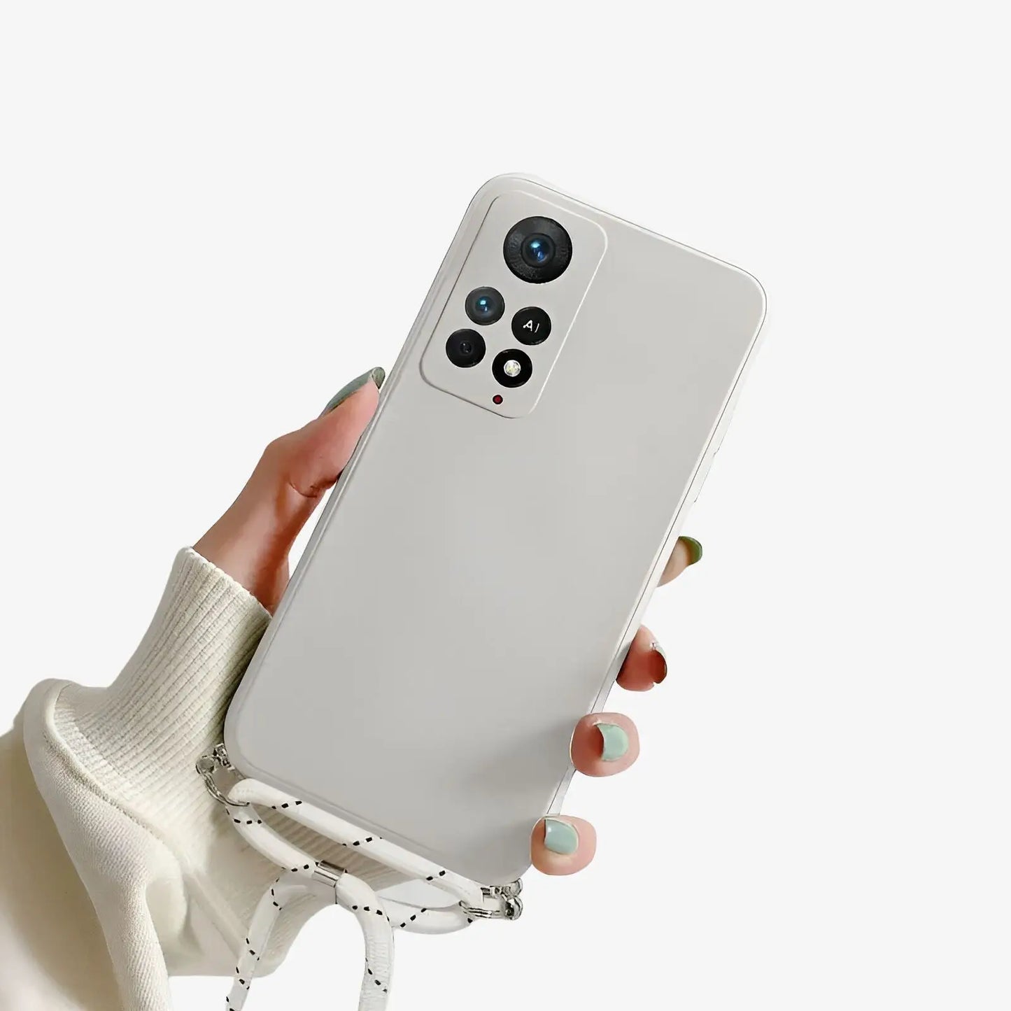 Coque Xiaomi avec cordon blanc beige