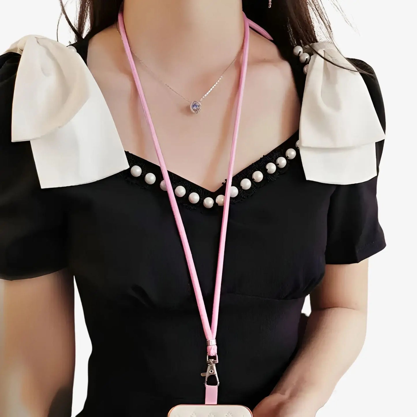 Cordon de téléphone ajustable universel rose