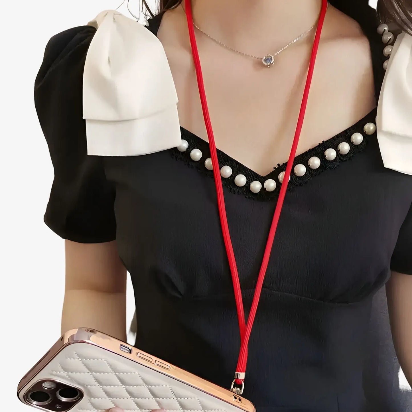 Cordon de téléphone ajustable universel rouge