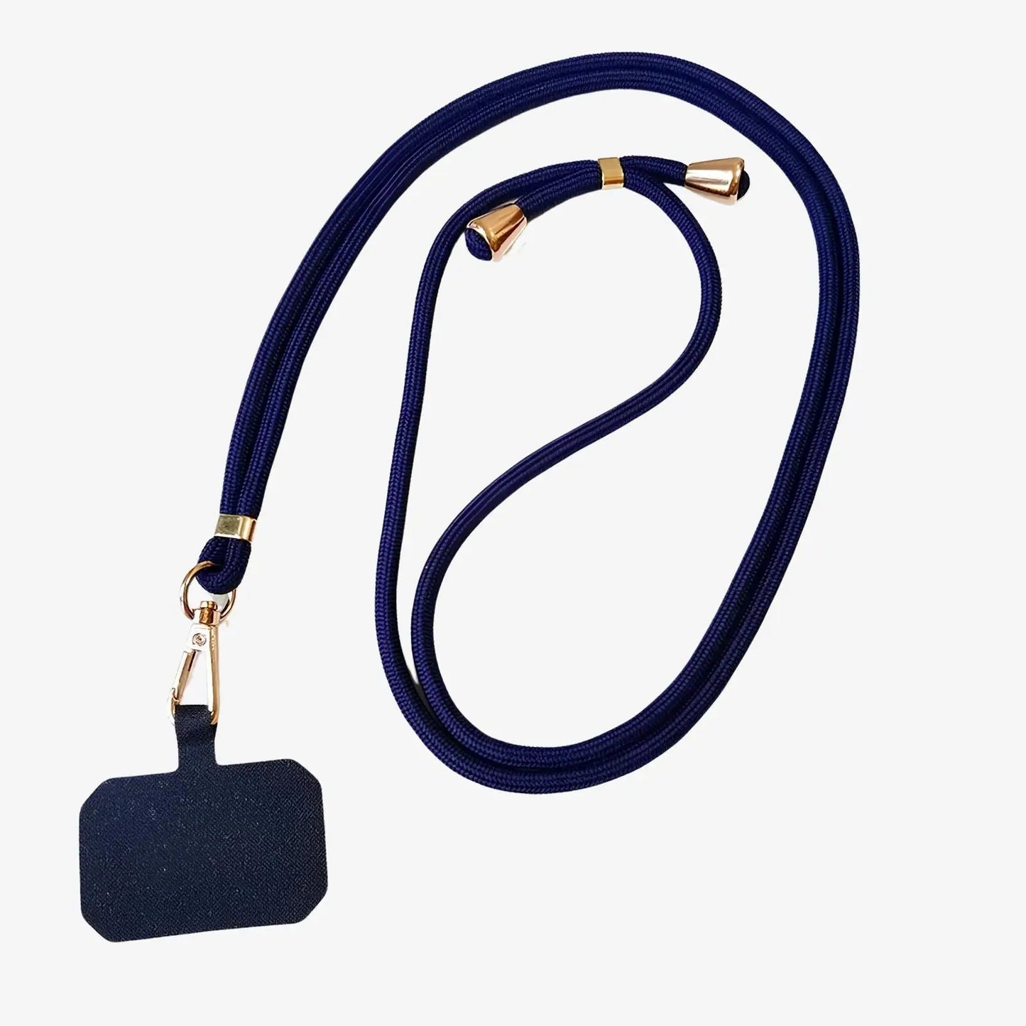 Cordon de téléphone universel bleu marine avec embouts dorés