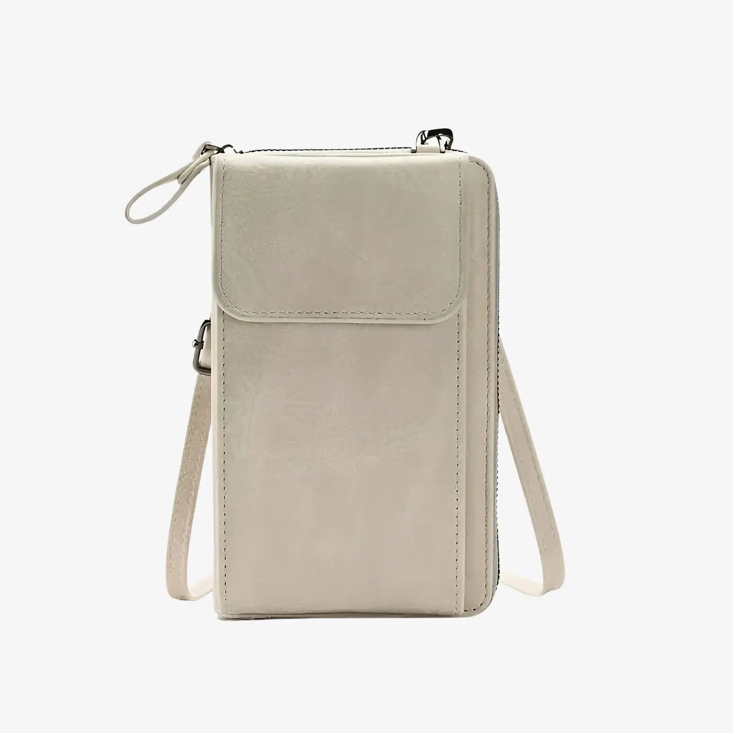 Pochette bandoulière de téléphone en cuir blanc