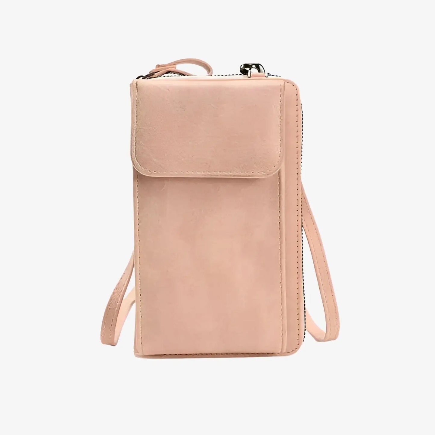 Pochette bandoulière de téléphone en cuir rose