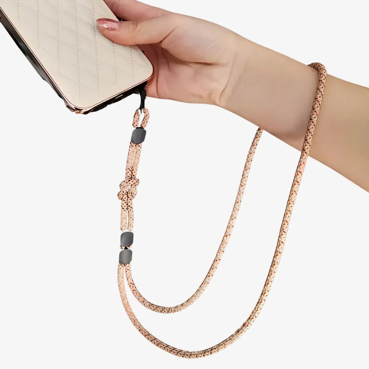 Tour de cou de téléphone réglable beige