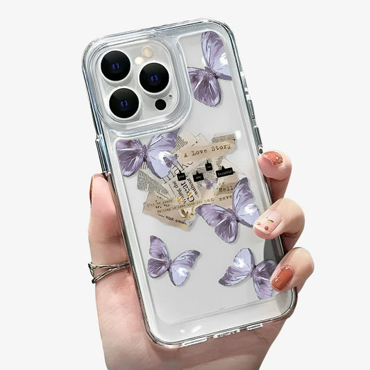 Coque transparente iPhone papillon violet