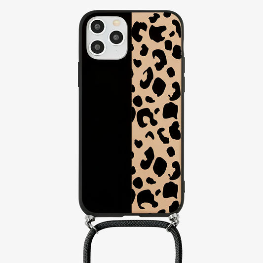 Coque iPhone imprimé léopard avec cordon