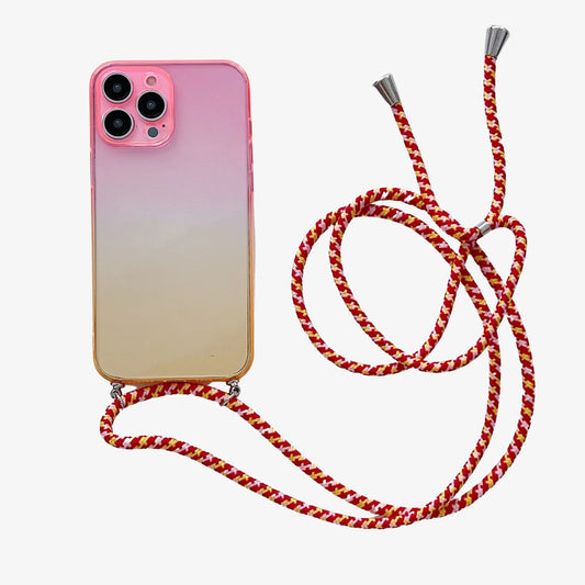 Coque iPhone multicolore avec cordon rouge