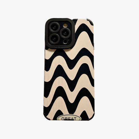 Coque iPhone vague noire et beige