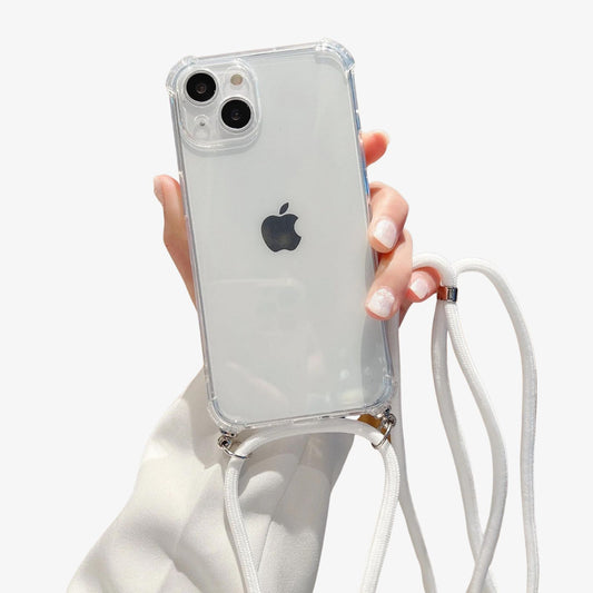 Coque iPhone transparente avec cordon blanc