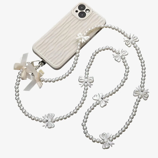 Chaîne de téléphone en perle avec noeuds papillon