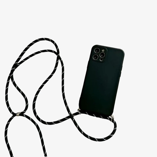 Coque iPhone avec cordon noir