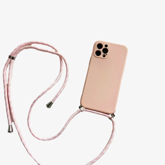 Coque iPhone avec cordon rose
