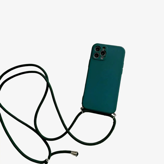 Coque iPhone avec cordon vert foncé