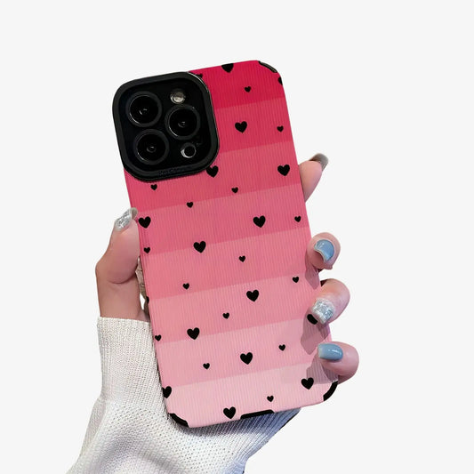 Coque iPhone dégradé rose avec coeur