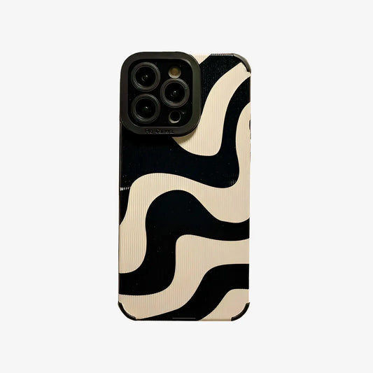 Coque iPhone ondulation noire et beige