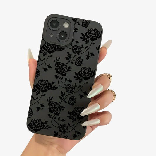 Coque iPhone roses noires