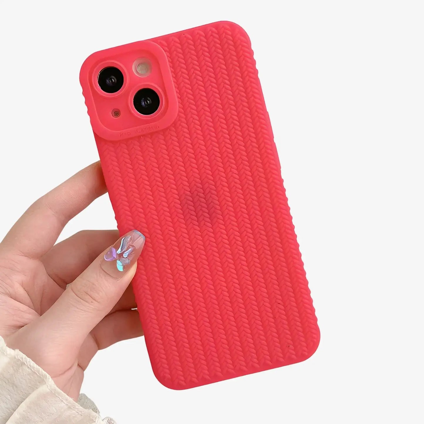 Coque iPhone rouge texture tresse