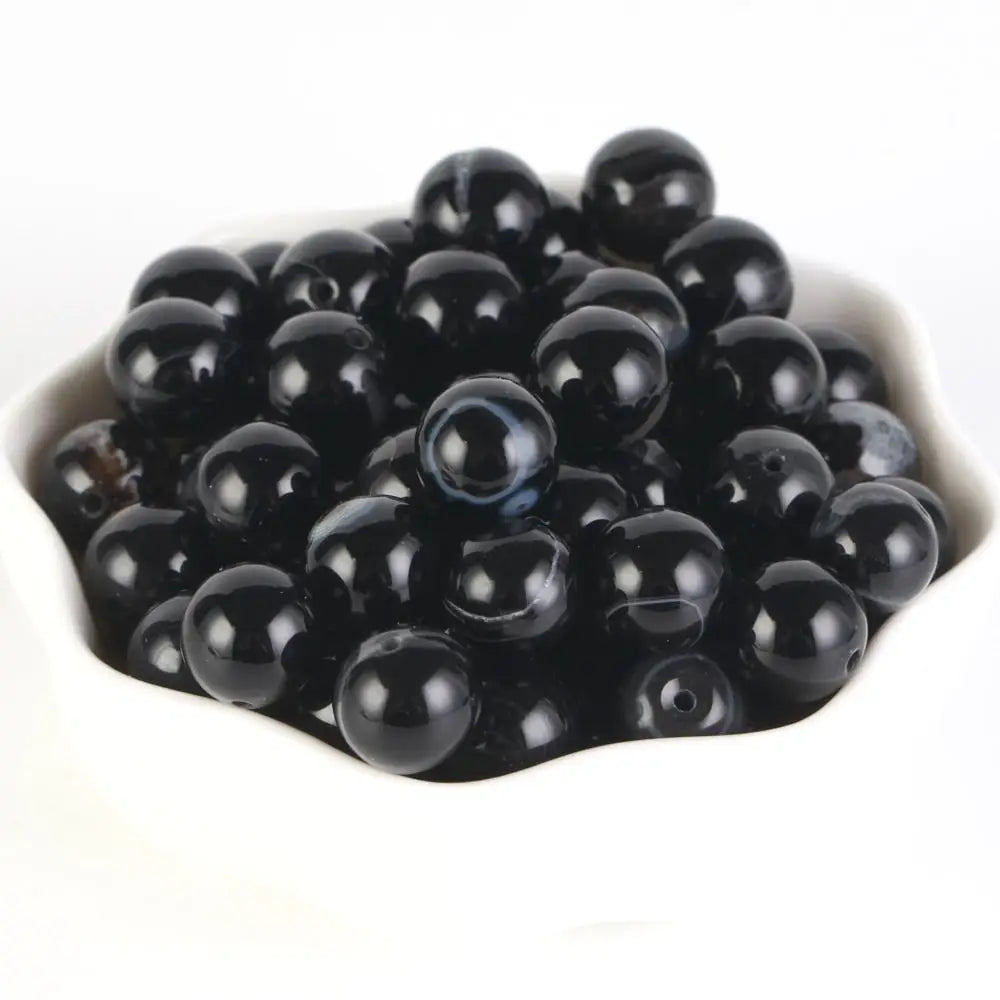 Perles en pierre naturelle 4 et 6 mm - Agates à rayures noires / 4mm 88-91pcs