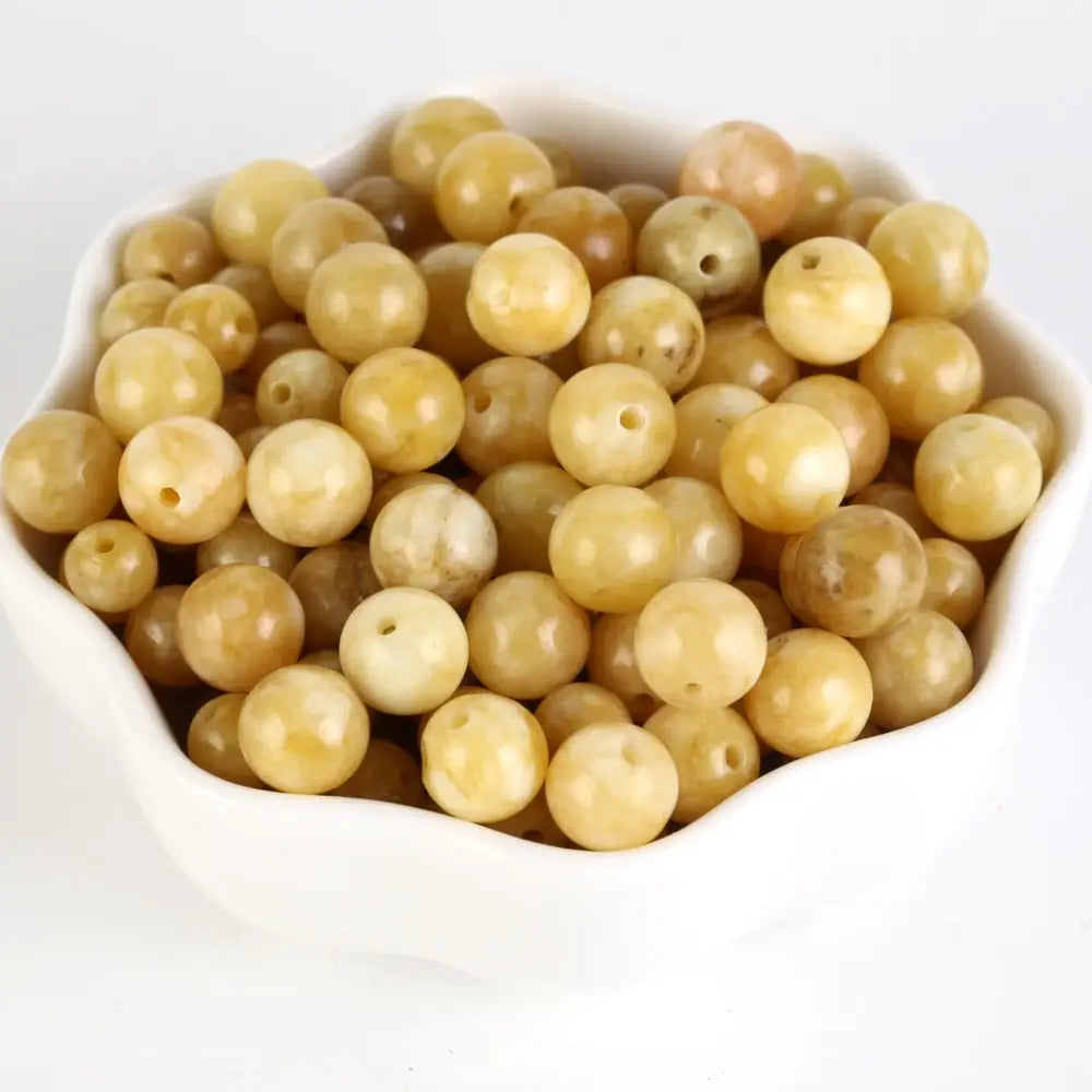 Perles en pierre naturelle 4 et 6 mm - Jades jaunes anciens / 4mm 88-91pcs
