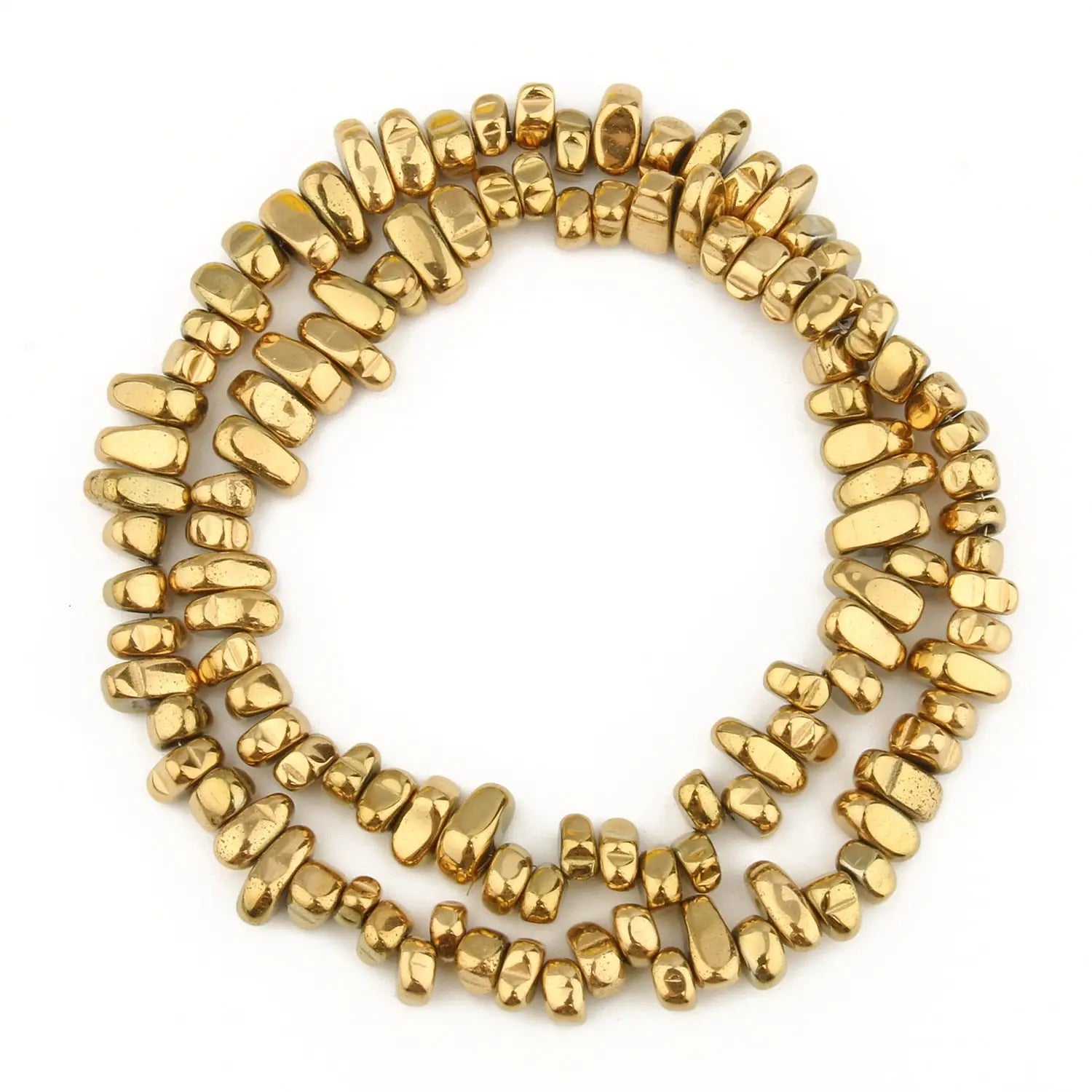 Perles naturelles en hématite de tailles irrégulières - 18K gold