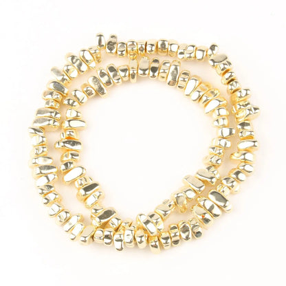 Perles naturelles en hématite de tailles irrégulières - 9K gold