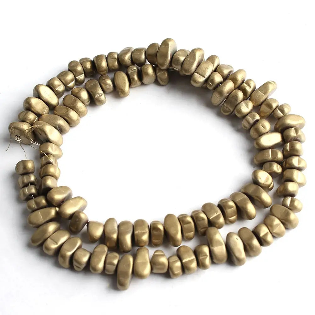 Perles naturelles en hématite de tailles irrégulières - matte antique gold