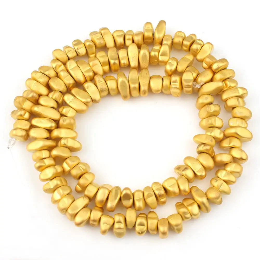 Perles naturelles en hématite de tailles irrégulières - matte gold