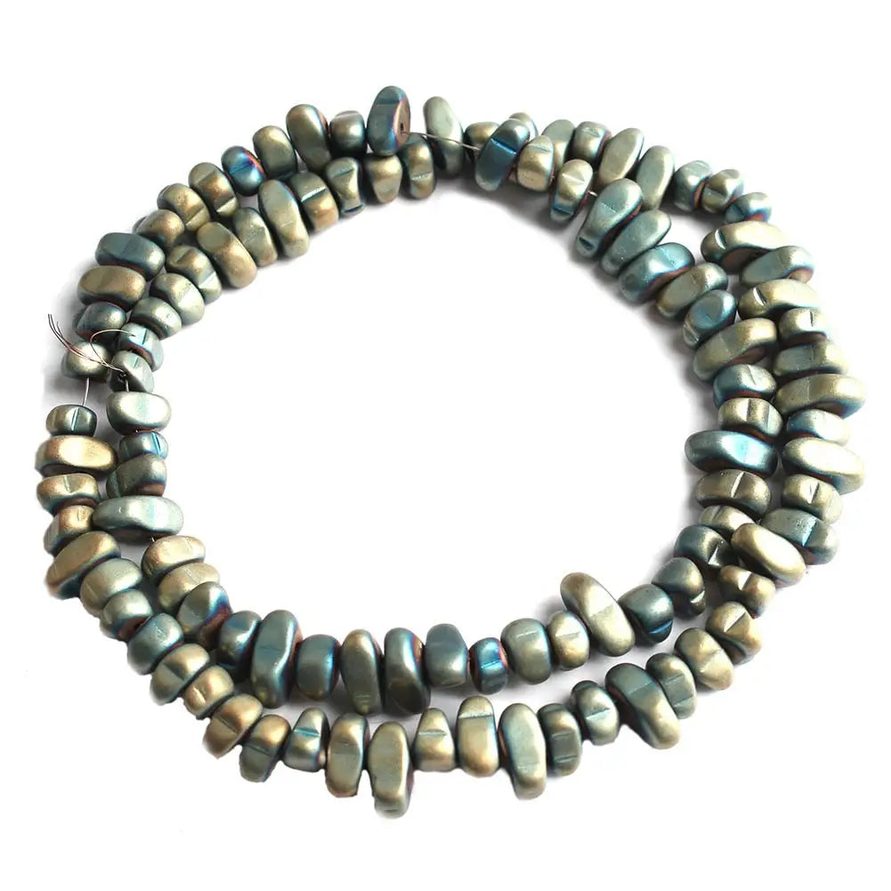 Perles naturelles en hématite de tailles irrégulières - matte multicolor 01