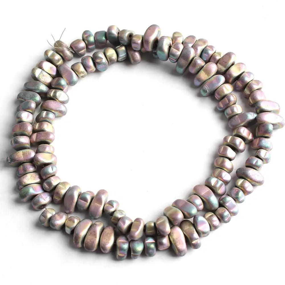 Perles naturelles en hématite de tailles irrégulières - matte multicolor 02