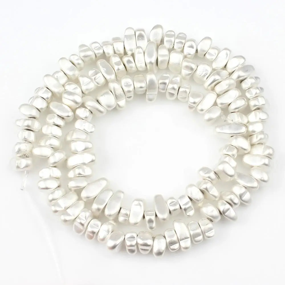 Perles naturelles en hématite de tailles irrégulières - matte silver