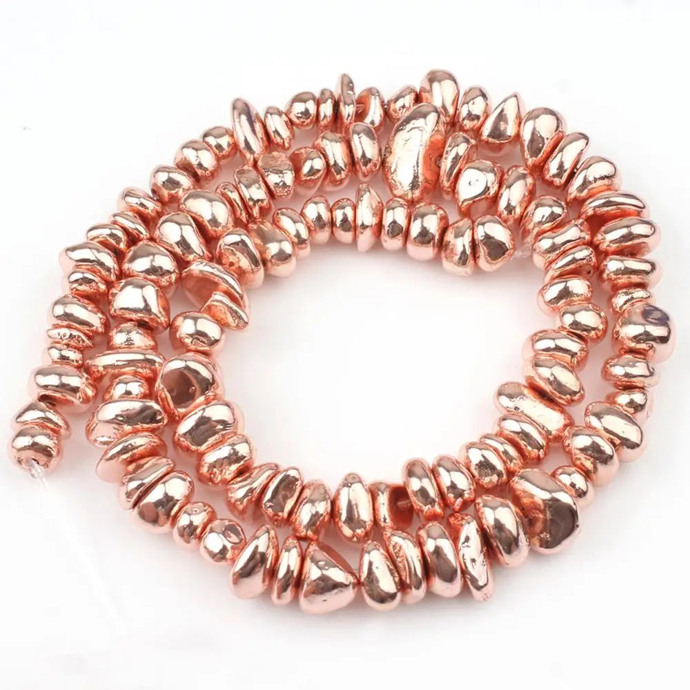 Perles naturelles en hématite de tailles irrégulières - rose gold