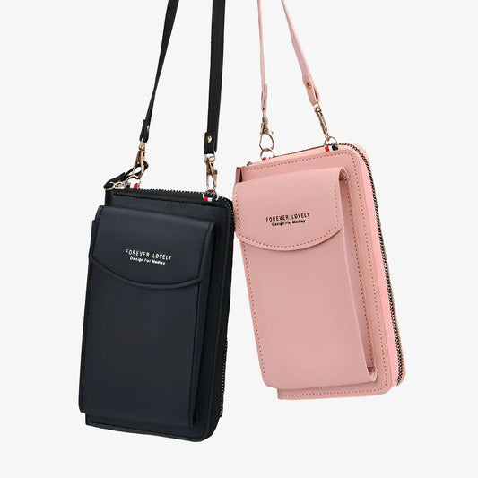Pochette sac téléphone portefeuille avec cordon