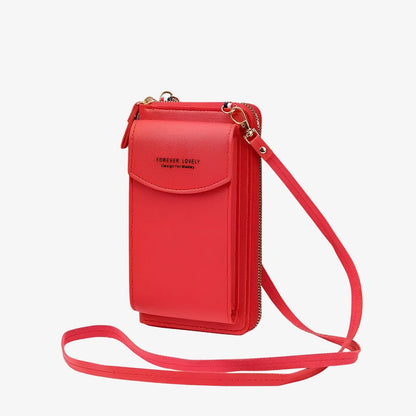 Pochette sac téléphone portefeuille avec cordon - Rouge