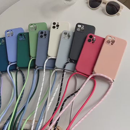Coque iPhone avec cordon gris