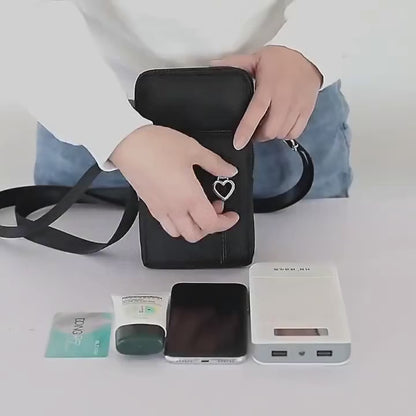 Sacoche porte téléphone bandoulière en toile canvas imprimé fleurs